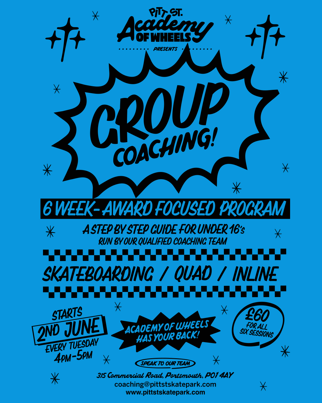 Group Coaching, Pitt St. Skatepark, Portsmouth, Skateboarding, Roller Skating, Inline.