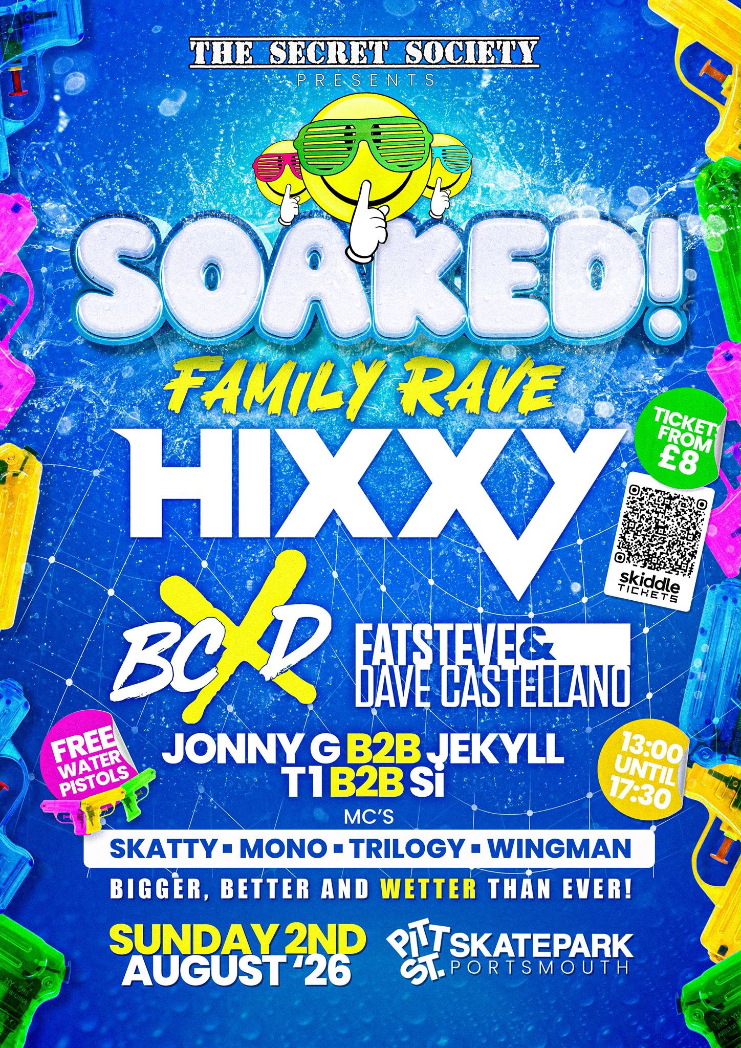 Family Friendly rave poster pitt st skatepark portsmouth presented by the secret society